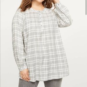 NWT lane bryant plaid pin tuck popover shirt 18/20